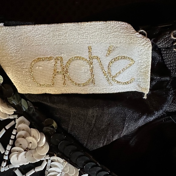 Vintage Cache (Gold tag) fully beaded & sequins black & white gown Size Medium - Picture 5 of 8